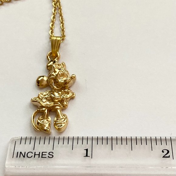 Gold Minnie Mouse Necklace Vintage Pendant Plated 20" Disney Disneyana Mickey - Picture 12 of 12